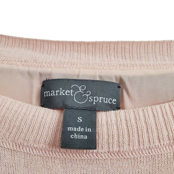 Market & Spruce Sweater Womens Small Striped Split Back Multicolor Soft Crew Top - Picture 5 of 11